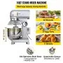 VEVOR Batidora Industrial Mezclador de alimentos comercial 15Qt 600W 3 velocidades ajustable 110/178/390 Rpm Servicio pesado 110V con ganchos