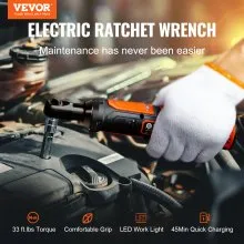 Juego de llaves de trinquete eléctricas inalámbricas VEVOR de 3/8", kit de herramientas de trinquete eléctrico de 12 V y 33 ft-lbs, carga rápida de 45 minutos, paquete de 2 baterías de 2,0 Ah, luz LED incorporada, gatillo de velocidad variable, 10 enchufes