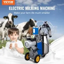 VEVOR Flamante eléctrico de ordeño de la máquina para la forma de Vacas del cubo de acero inoxidable 304 de cubo