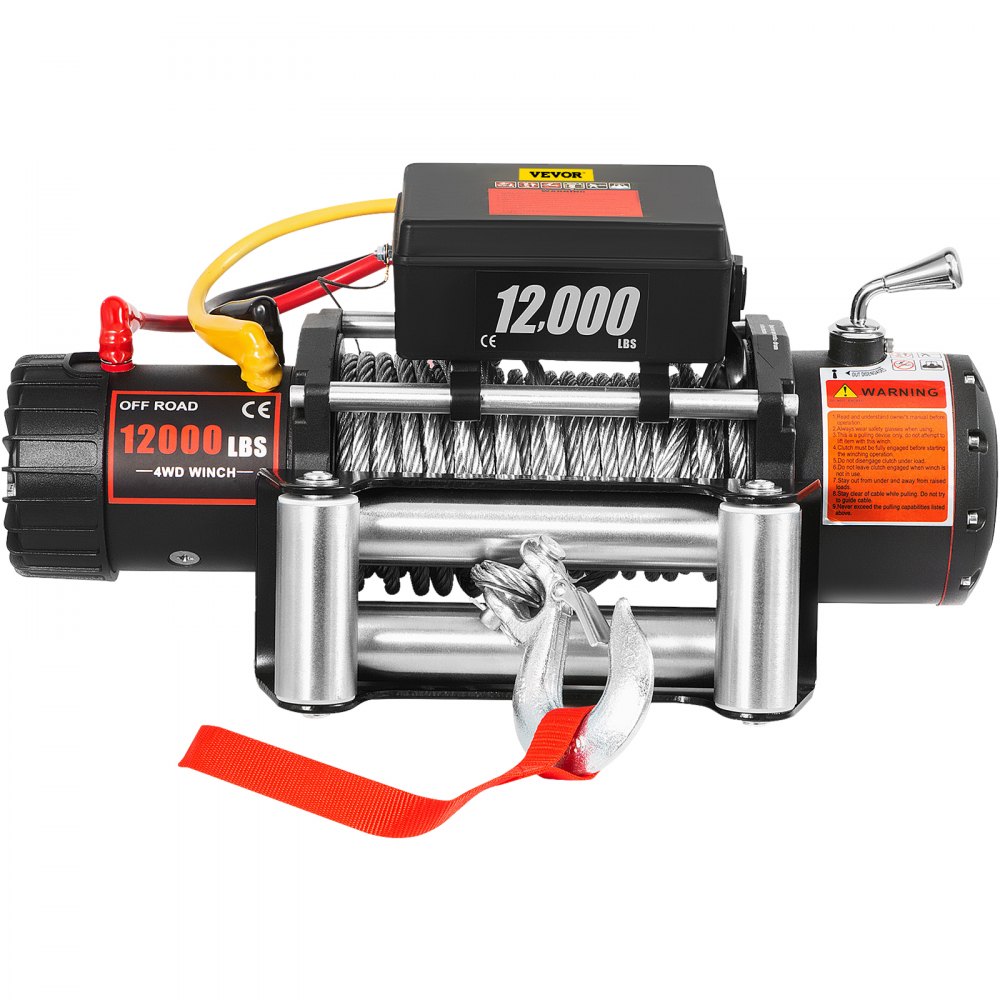 VEVOR Truck Winch 12000lbs Cabrestante eléctrico 85ft/26m Cable de acero 12V Power Winch Jeep Winch con control remoto inalámbrico y potente motor para UTV ATV y Jeep Truck y Wrangler en Car Lift