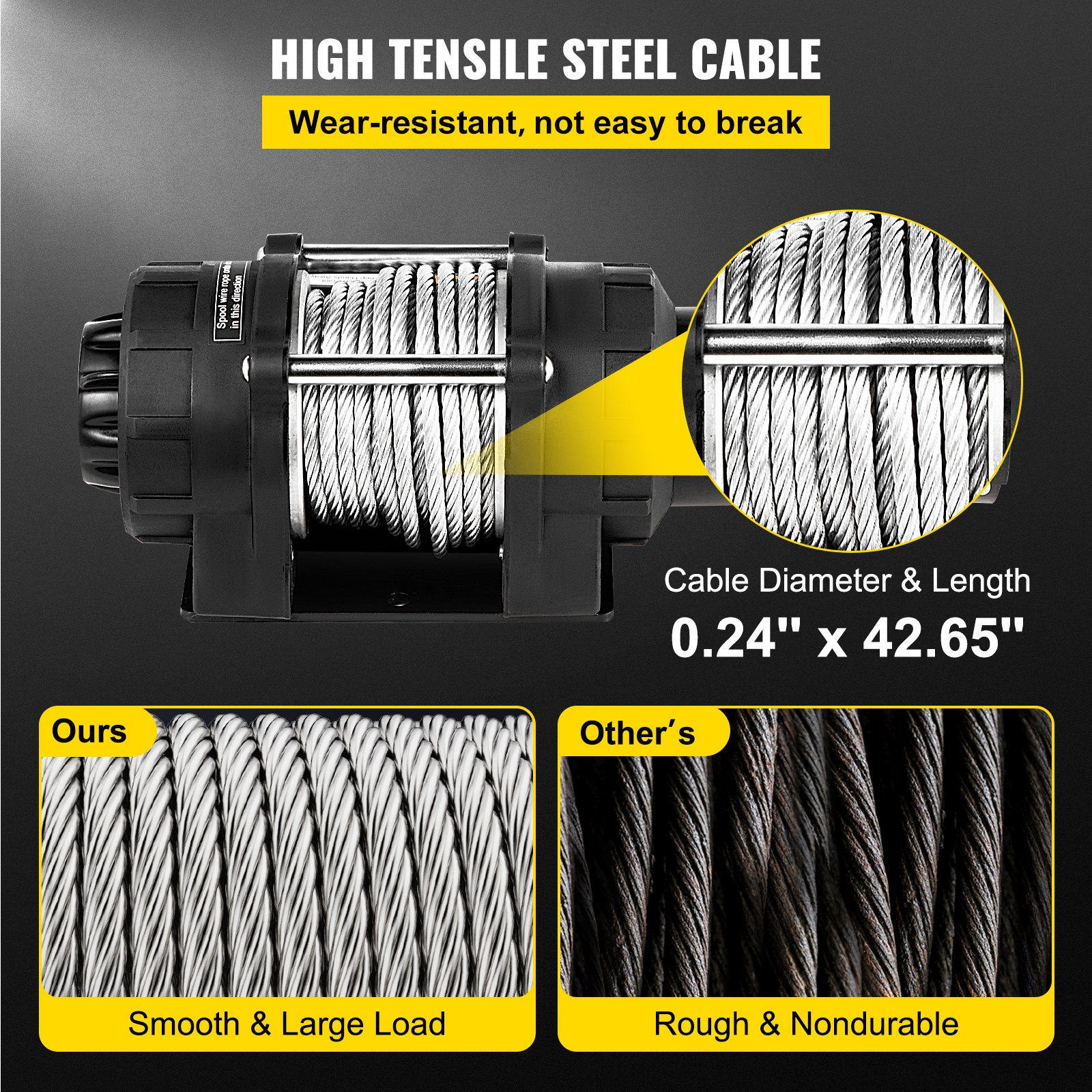 VEVOR Cabrestante eléctrico Capacidad de carga de 5000 lb Cabrestante de camión Compatible con Jeep Truck SUV Cable de acero de 43 pies / 13 m Cabrestante de alimentación de 12 V con control remoto inalámbrico, motor potente para ATV UTV Off Road Trailer