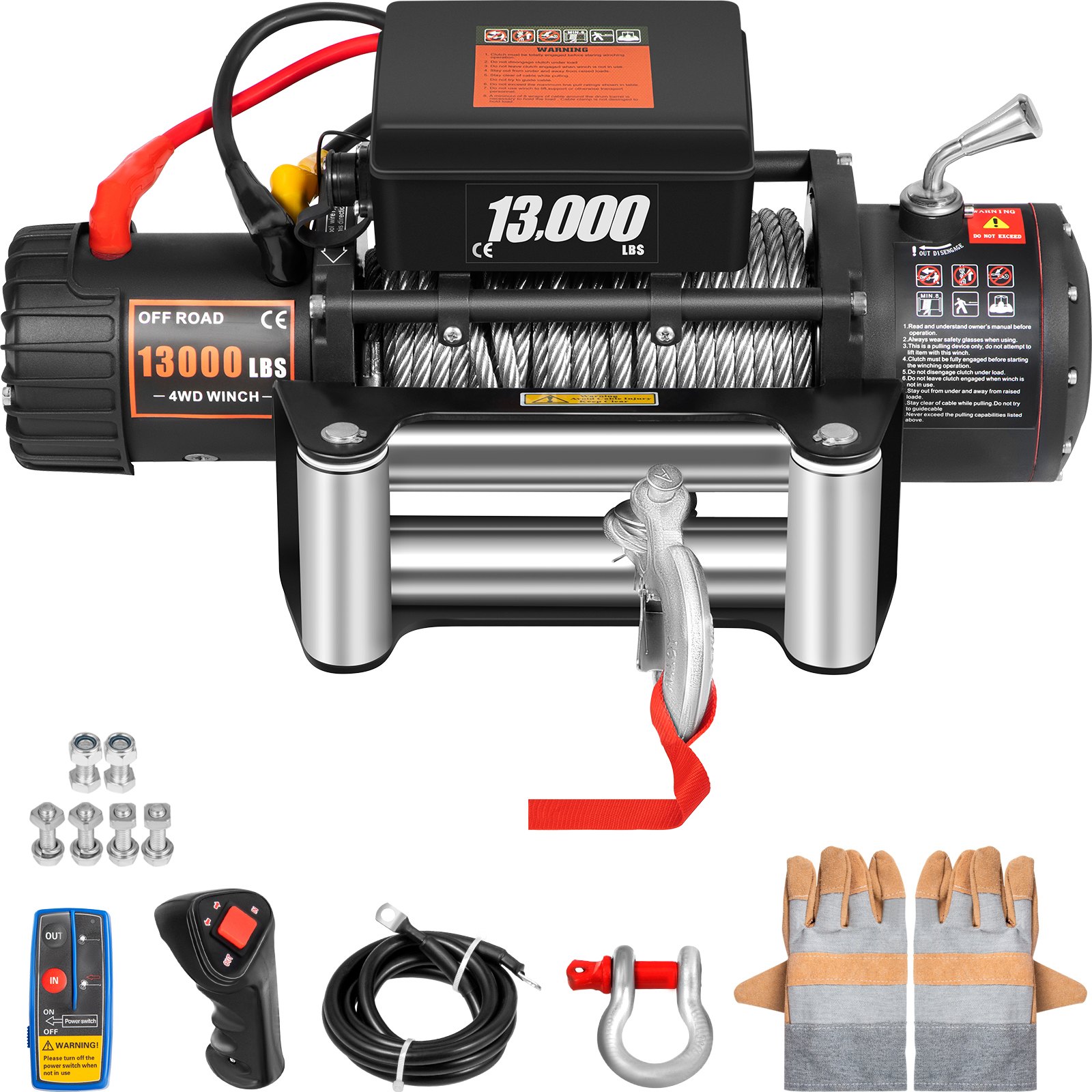 VEVOR Truck Winch 13000lbs Cabrestante eléctrico 26m / 85ft Cable Acero 12V Power Winch Jeep Winch con control remoto inalámbrico y potente motor para UTV ATV y Jeep Truck y Wrangler en Car Lift