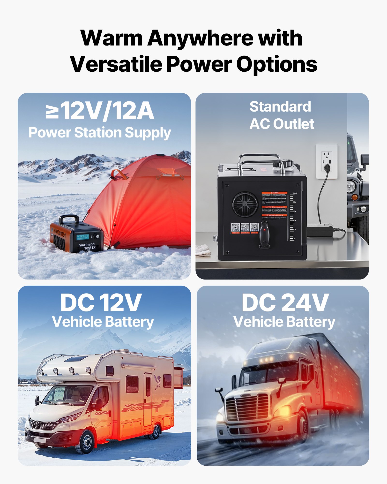 Calefactor diésel VEVOR, 8 kW, 12 V/24 V CC, calefactor de aire diésel portátil todo en uno con control por aplicación Bluetooth, control remoto y pantalla LCD, tanque de combustible de 1,9 galones para camiones, furgonetas, autocaravanas, caravanas y garajes.