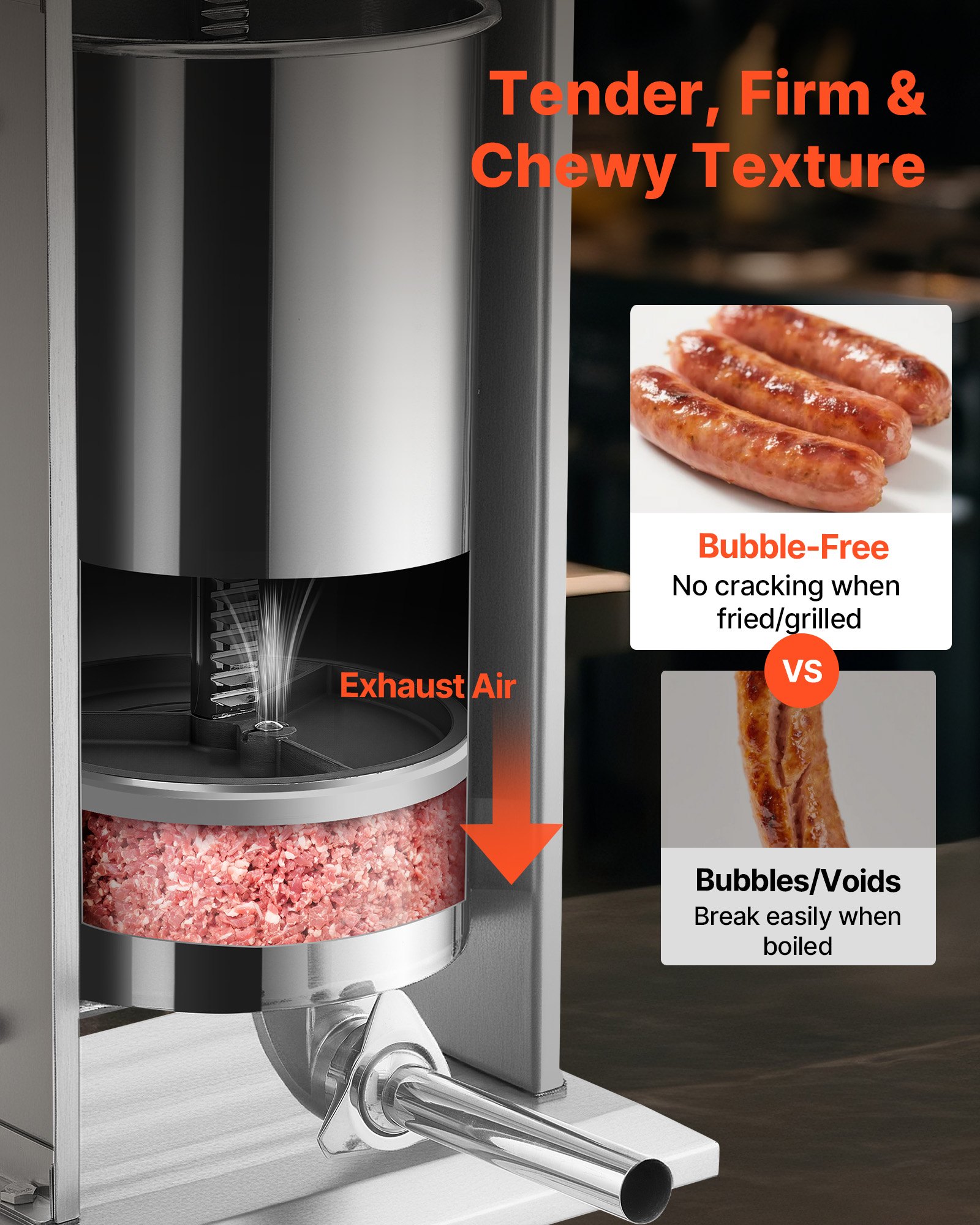 Embutidora eléctrica VEVOR, 25 litros / 25 libras, embutidora vertical de carne, control de velocidad continuo y pedal, embutidora de salchichas de alta resistencia de acero inoxidable con 5 tubos de embutido, para uso comercial y doméstico.