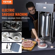 VEVOR Embutidora de salchichas eléctrica 25 L Embutidora de carne vertical Acero inoxidable 304