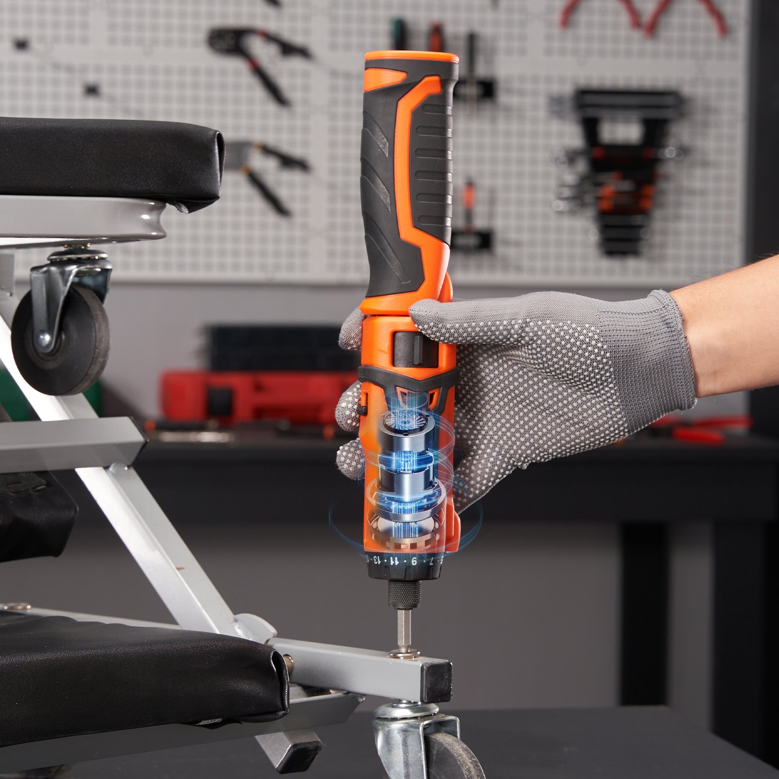 VEVOR Destornillador Inalámbrico, 8V 7Nm Destornillador Eléctrico Juego Recargable con 82 Kit de Accesorios y Cable de Carga, Luz LED Manija de Doble Posición, Destornilladores de Tuercas Soporte Magnético para Puntas Kit de Herramientas Reparación en el Hogar