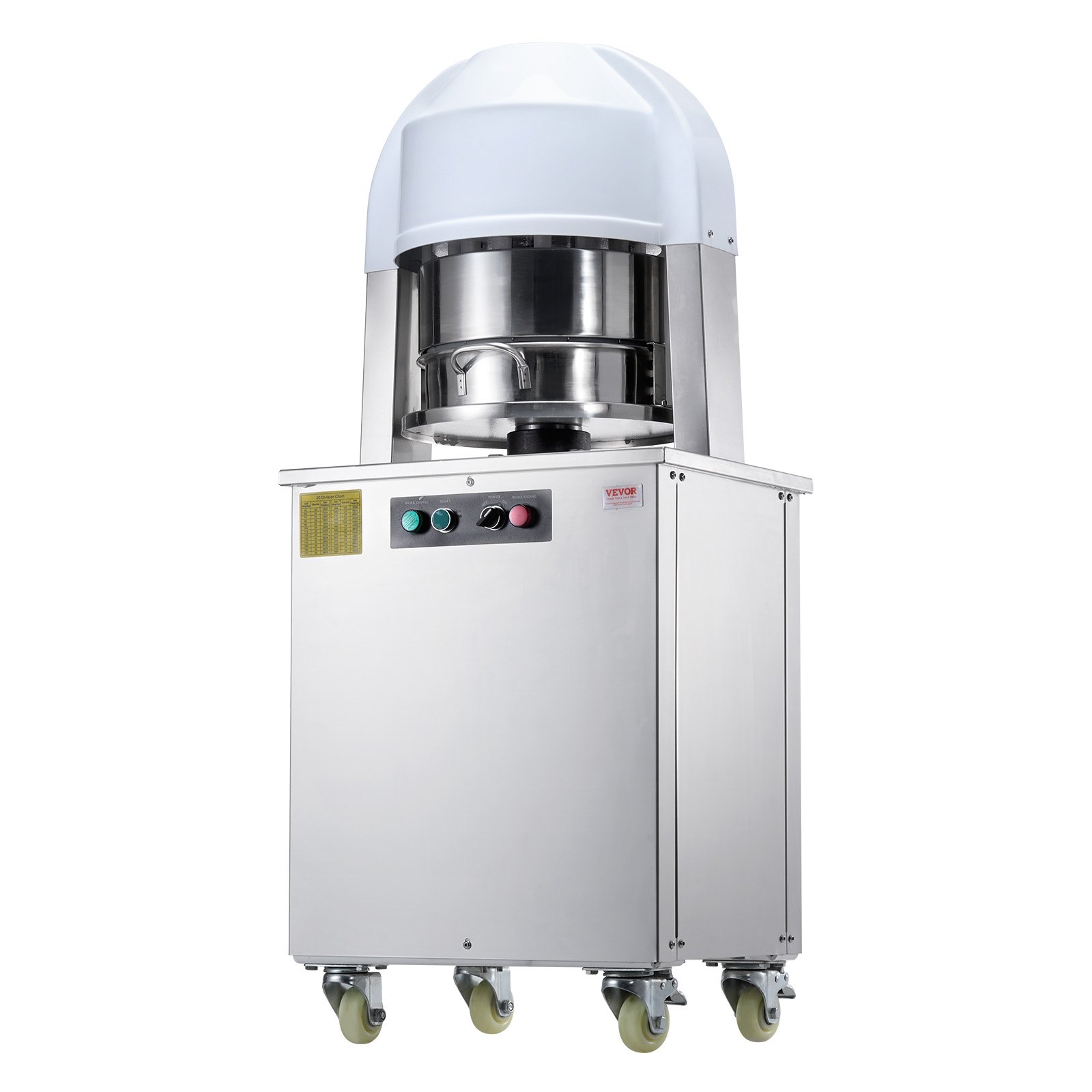 VEVOR - Divisora y redondeadora de masa eléctrica (20 unidades), cortadora automática de bolas de masa de 60 a 250 g, con motor de cobre puro y bandeja de acero inoxidable 304, para panadería y restaurante.