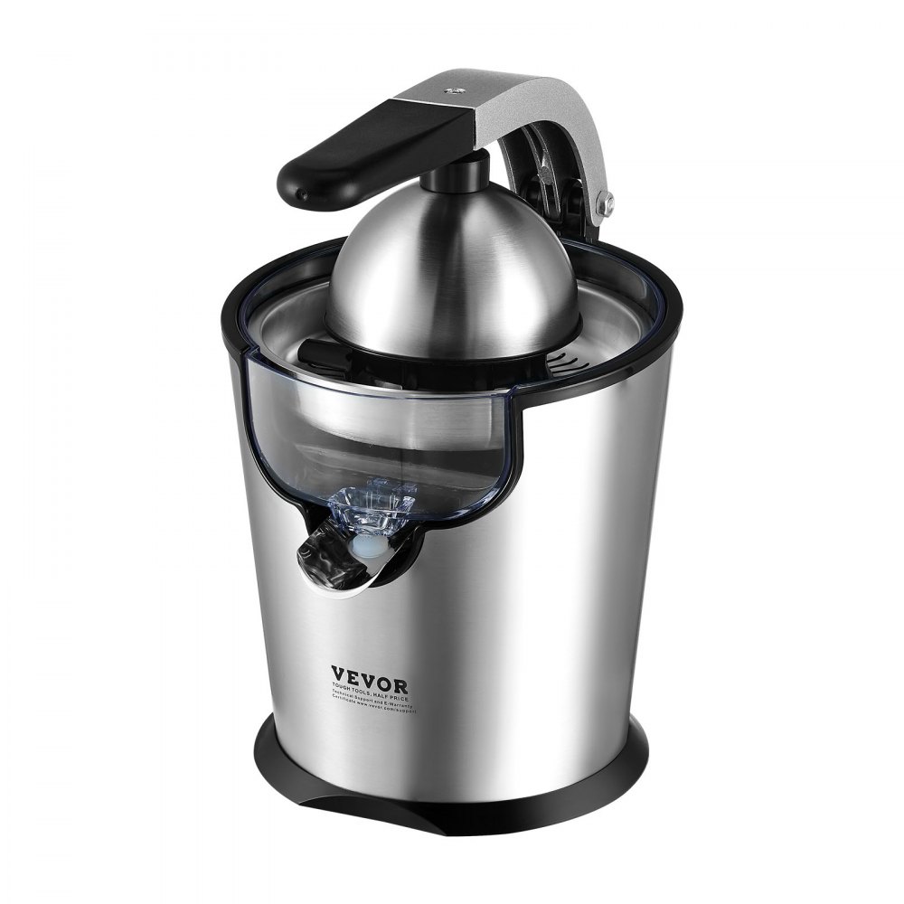 VEVOR Exprimidor eléctrico de cítricos, exprimidor de zumo de naranja con conos de exprimido de dos tamaños, exprimidor de naranja de acero inoxidable de 300 W con mango suave, para naranjas, pomelos, limones y otras frutas cítricas