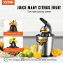 VEVOR Exprimidor eléctrico de cítricos, exprimidor de zumo de naranja con conos de exprimido de dos tamaños, exprimidor de naranja de acero inoxidable de 300 W con mango suave, para naranjas, pomelos, limones y otras frutas cítricas