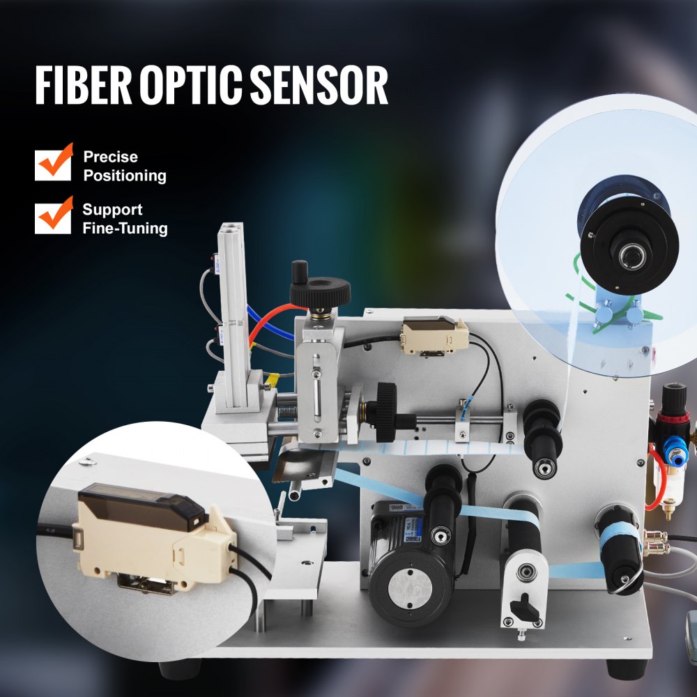 Etiquetadora plana eléctrica VEVOR, 25-60 unidades/min, aplicadora de etiquetas de superficie plana para cajas de cartón, botellas cuadradas y latas. Adecuada para artículos de 4,72 x 5,9 x (0,98-3,54 pulgadas).