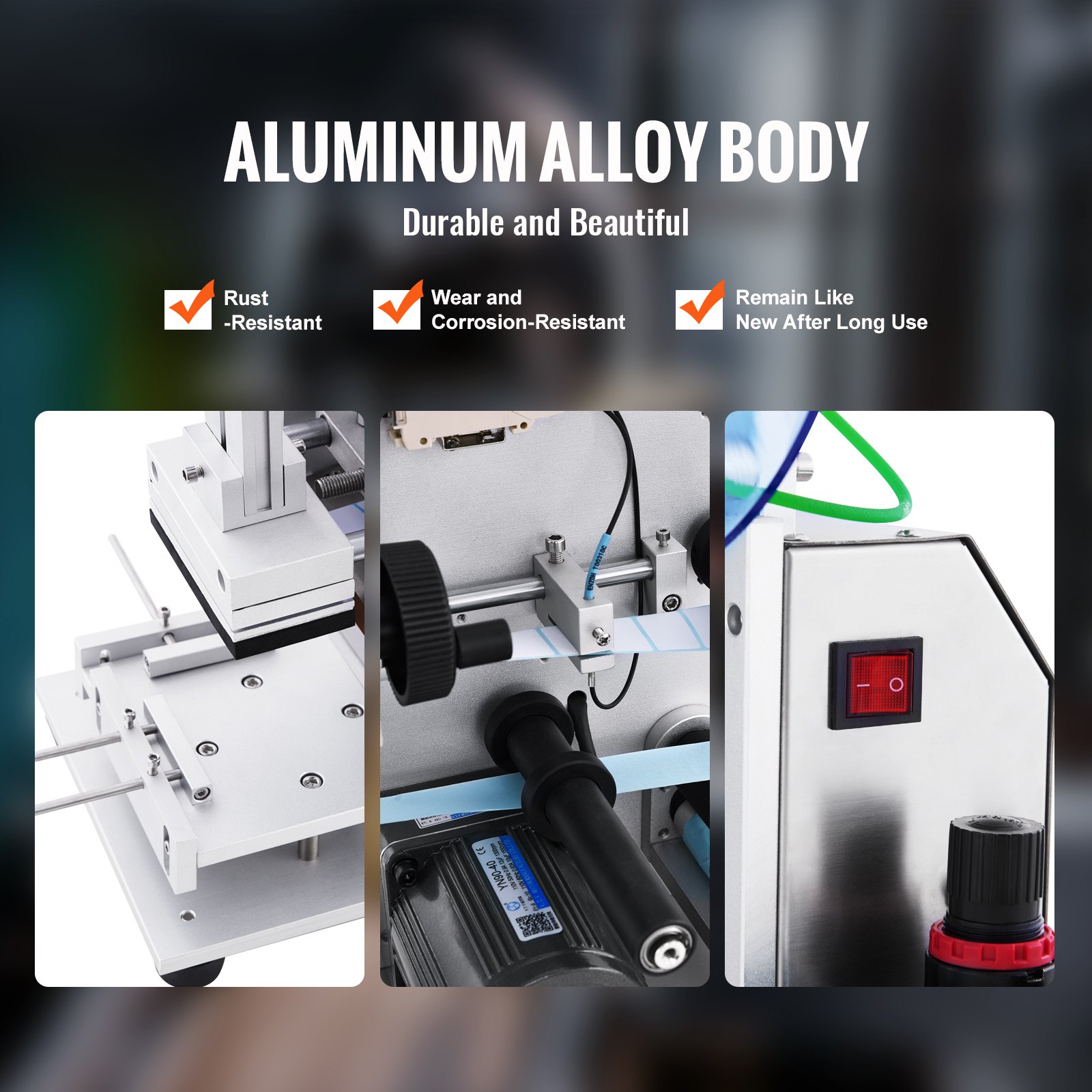 Etiquetadora plana eléctrica VEVOR, 25-60 unidades/min, aplicadora de etiquetas de superficie plana para cajas de cartón, botellas cuadradas y latas. Adecuada para artículos de 4,72 x 5,9 x (0,98-3,54 pulgadas).