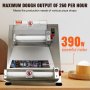 VEVOR Laminadora de masa para pizza, prensa comercial automática para pizza de 3-15 pulgadas, rodillo de masa eléctrico de 390 W 260 por hora, máquina de masa de espesor ajustable de acero inoxidable, para equipos para hacer pasta