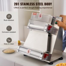 VEVOR Laminadora de masa para pizza, prensa comercial automática para pizza de 3-15 pulgadas, rodillo de masa eléctrico de 390 W 260 por hora, máquina de masa de espesor ajustable de acero inoxidable, para equipos para hacer pasta