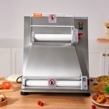 VEVOR Laminadora de masa para pizza, prensa comercial automática para pizza de 3-15 pulgadas, rodillo de masa eléctrico de 390 W 260 por hora, máquina de masa de espesor ajustable de acero inoxidable, para equipos para hacer pasta