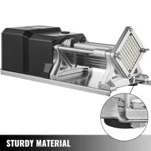Cortador eléctrico de papas fritas VEVOR con 6 mm, 9 mm, 13 mm y cuchilla de 8 cuñas Máquina cortadora de papas fritas 110V 40W Cortador de papas eléctrico de acero inoxidable Horizontal