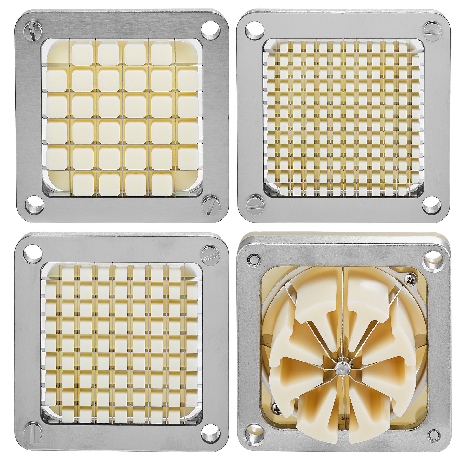 Cortadora eléctrica de patatas fritas VEVOR con cuchillas de 6 mm, 9 mm y 13 mm y 8 cuñas, 110 V, 40 W, de acero inoxidable, horizontal.