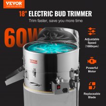 VEVOR Cortadora de cogollos eléctrica, cortadora de hojas eléctrica de 19 pulgadas con velocidad ajustable de 60 W, cortadora cultivable con cuchillas de acero inoxidable, bolsa de malla para cortadora de hojas y podadora de mano incluida para hojas, cogollos