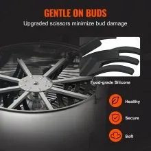VEVOR Cortadora de cogollos eléctrica, cortadora de hojas eléctrica de 19 pulgadas con velocidad ajustable de 60 W, cortadora cultivable con cuchillas de acero inoxidable, bolsa de malla para cortadora de hojas y podadora de mano incluida para hojas, cogollos