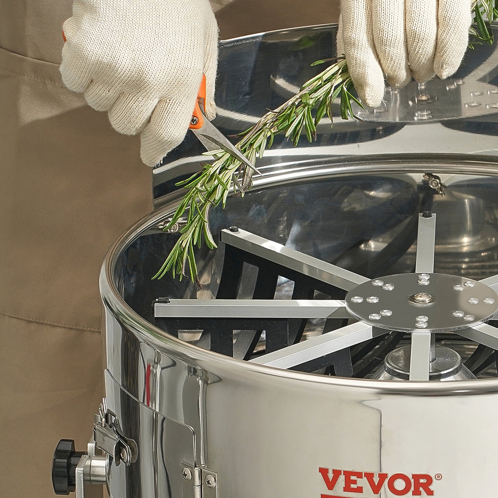 VEVOR Recortadora de Cogollos Eléctrico 48,3 cm Cortacésped 60 W Recortadoras de Hojas Velocidad Ajustable Cuchillas de Acero Inoxidable Bolsa de Red Podadora de Mano para Hojas Plantas Flores Brotes