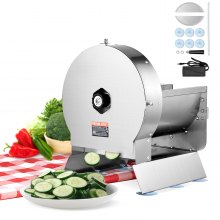 VEVOR Cortadora de Verduras Eléctrica, Máquina Cortadora Comercial Ajustable de 0-0.5"/0-12 mm de Espesor, Convertible a Manual, Cortadora de Alimentos de Acero Inoxidable, para Patata, Limón, Tomate, Manzana