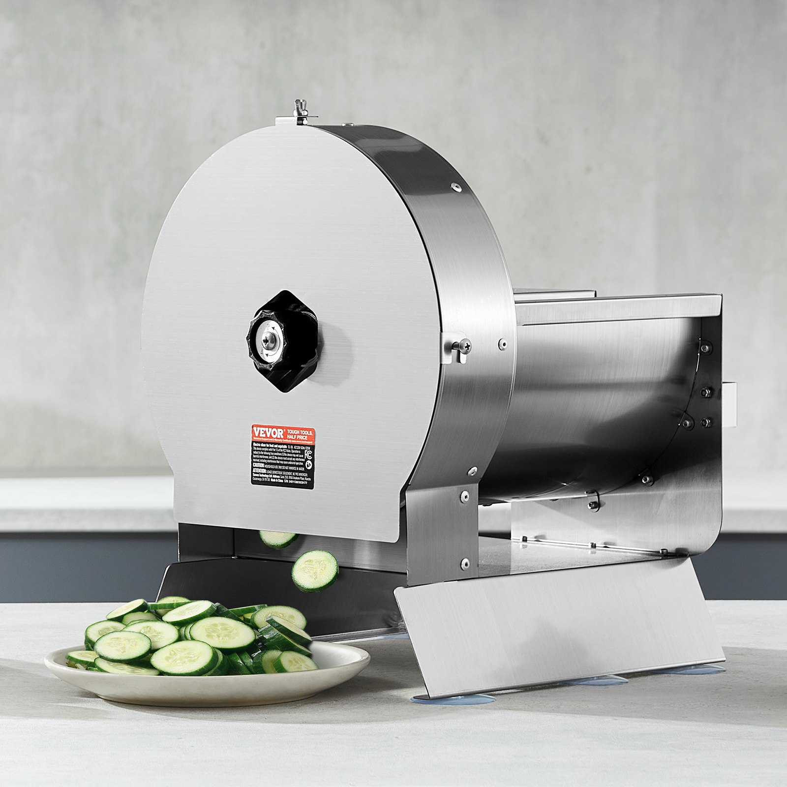 Cortadora de verduras eléctrica VEVOR, cortadora comercial ajustable de 0-12 mm de grosor, convertible a manual, de acero inoxidable, para patatas, limones, tomates y manzanas.