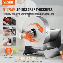 VEVOR Cortadora de verduras eléctrica, cortadora comercial ajustable de 0-0,5"/0-12 mm de espesor, convertible a manual, cortadora de alimentos de acero inoxidable, puerto de alimentación grande para papas y tomates