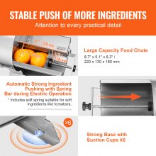 VEVOR Cortadora de verduras eléctrica, cortadora comercial ajustable de 0-0,5"/0-12 mm de espesor, convertible a manual, cortadora de alimentos de acero inoxidable, puerto de alimentación grande para papas y tomates