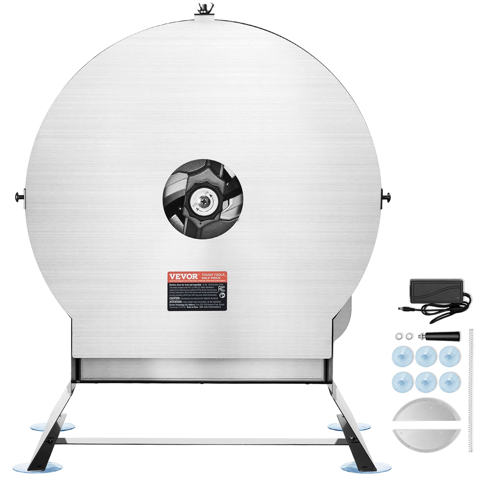 Cortadora de verduras eléctrica VEVOR, cortadora comercial ajustable de 0-12 mm de grosor, convertible a manual, de acero inoxidable, con puerto de alimentación grande para patatas y tomates.