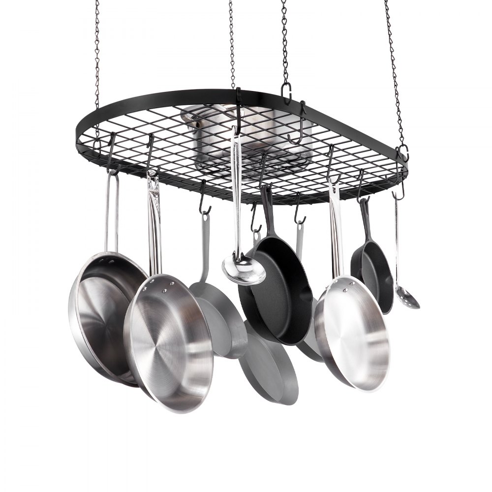 VEVOR - Estante para colgar macetas, 32 pulgadas, soporte de techo para colgar macetas, estante para macetas de techo con 12 ganchos en S, peso de carga de 80 libras, ideal para el hogar, restaurante, utensilios de cocina, utensilios