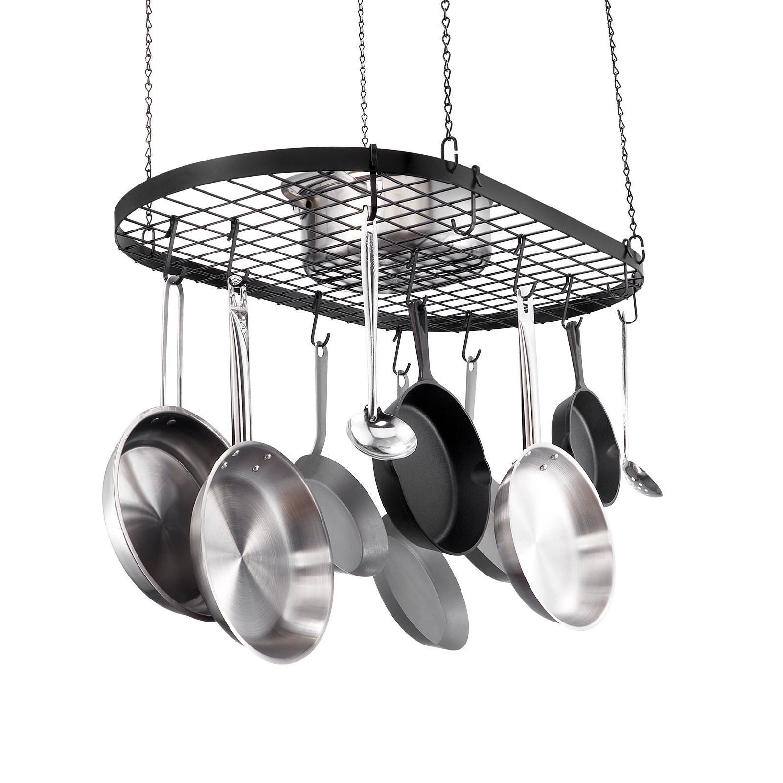 VEVOR - Estante para colgar macetas, 32 pulgadas, soporte de techo para colgar macetas, estante para macetas de techo con 12 ganchos en S, peso de carga de 80 libras, ideal para el hogar, restaurante, utensilios de cocina, utensilios