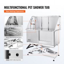 VEVOR Estación de baño para perros de 50 pulgadas, ajuste eléctrico de altura, bañera profesional de acero inoxidable para aseo de perros con caja de jabón, grifo, accesorio rico, bañera para múltiples mascotas, fregadero para el hogar (derecha)