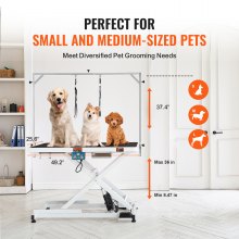 VEVOR Mesa eléctrica de aseo para mascotas de 50 pulgadas, brazo de aseo para perros grandes, estación de aseo para perros de altura ajustable, mesa antideslizante/estación de aseo para perros, rodamiento máximo 400 libras