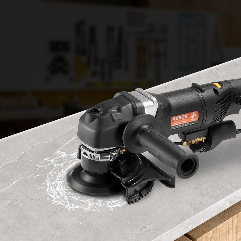 Pulidora húmeda VEVOR de 800 W, amoladora de hormigón de 4" con 6 velocidades variables y 7 kits de pulido, máquina amoladora húmeda para mármol, granito, piedra, roca y azulejos, equipada con interruptor GFCI (700 - 3000 RPM).