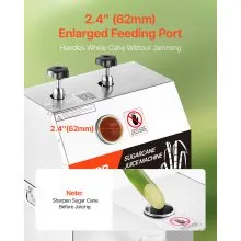 Exprimidor de caña de azúcar eléctrico VEVOR, máquina exprimidora de caña de azúcar de 750 W con alto rendimiento de 661 lb/h, 3 rodillos de acero inoxidable, entrada grande de 2,4", exprimidor de jugo de caña de azúcar con ruedas para uso doméstico/comercial