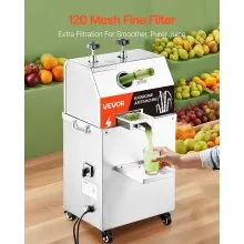 Exprimidor de caña de azúcar eléctrico VEVOR, máquina exprimidora de caña de azúcar de 750 W con alto rendimiento de 661 lb/h, 3 rodillos de acero inoxidable, entrada grande de 2,4", exprimidor de jugo de caña de azúcar con ruedas para uso doméstico/comercial