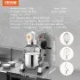 Batidora de mano VEVOR de 10 cuartos con temporizador, tazón de acero inoxidable de 450 W, batidora de mano eléctrica de alta resistencia con 3 velocidades ajustables (113/184/341 RPM) y batidor de gancho para masa.