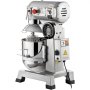 Batidora de alimentos comercial VEVOR con recipiente de acero inoxidable y múltiples interruptores de control.
