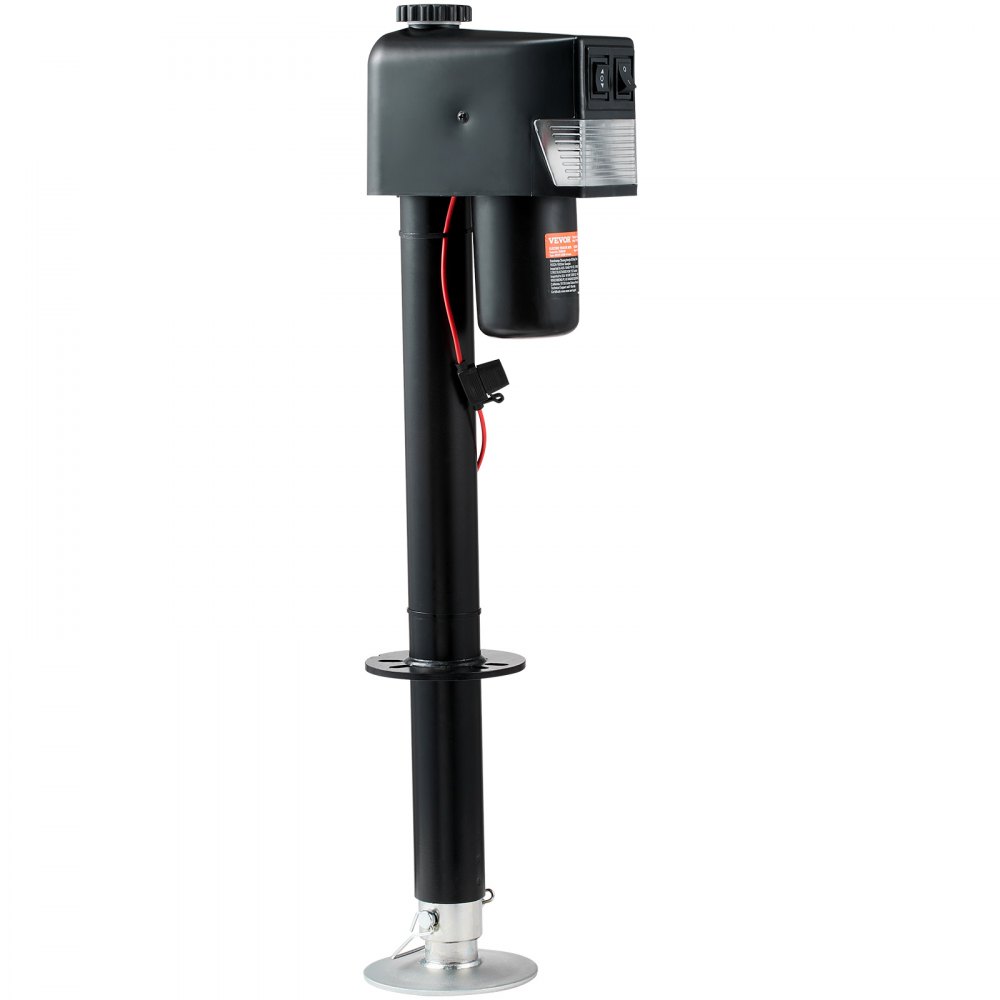 Gato eléctrico para remolque VEVOR, con capacidad de 1587 kg (3500 lb), de 25 a 85 cm (9.84 a 33.85 pulgadas) y cubierta impermeable para levantar remolques de autocaravanas, remolques para caballos, remolques utilitarios y remolques para yates.