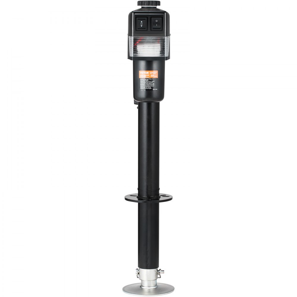 Gato eléctrico para remolque VEVOR, con capacidad de 1587 kg (3500 lb), de 25 a 85 cm (9.84 a 33.85 pulgadas) y cubierta impermeable para levantar remolques de autocaravanas, remolques para caballos, remolques utilitarios y remolques para yates.