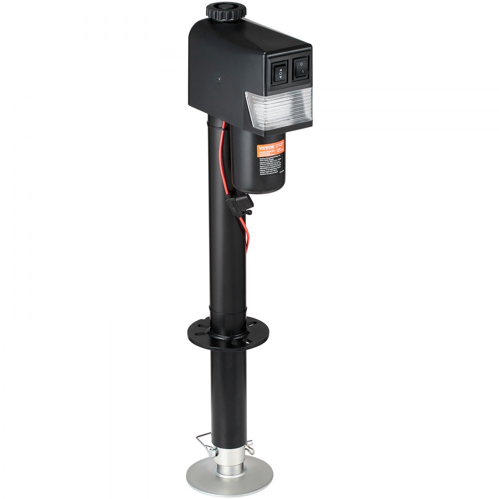 Gato eléctrico para remolque VEVOR, con capacidad de 1587 kg (3500 lb), de 25 a 85 cm (9.84 a 33.85 pulgadas) y cubierta impermeable para levantar remolques de autocaravanas, remolques para caballos, remolques utilitarios y remolques para yates.
