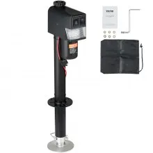 Gato eléctrico para remolque VEVOR, con capacidad de 1587 kg (3500 lb), de 25 a 85 cm (9.84 a 33.85 pulgadas) y cubierta impermeable para levantar remolques de autocaravanas, remolques para caballos, remolques utilitarios y remolques para yates.