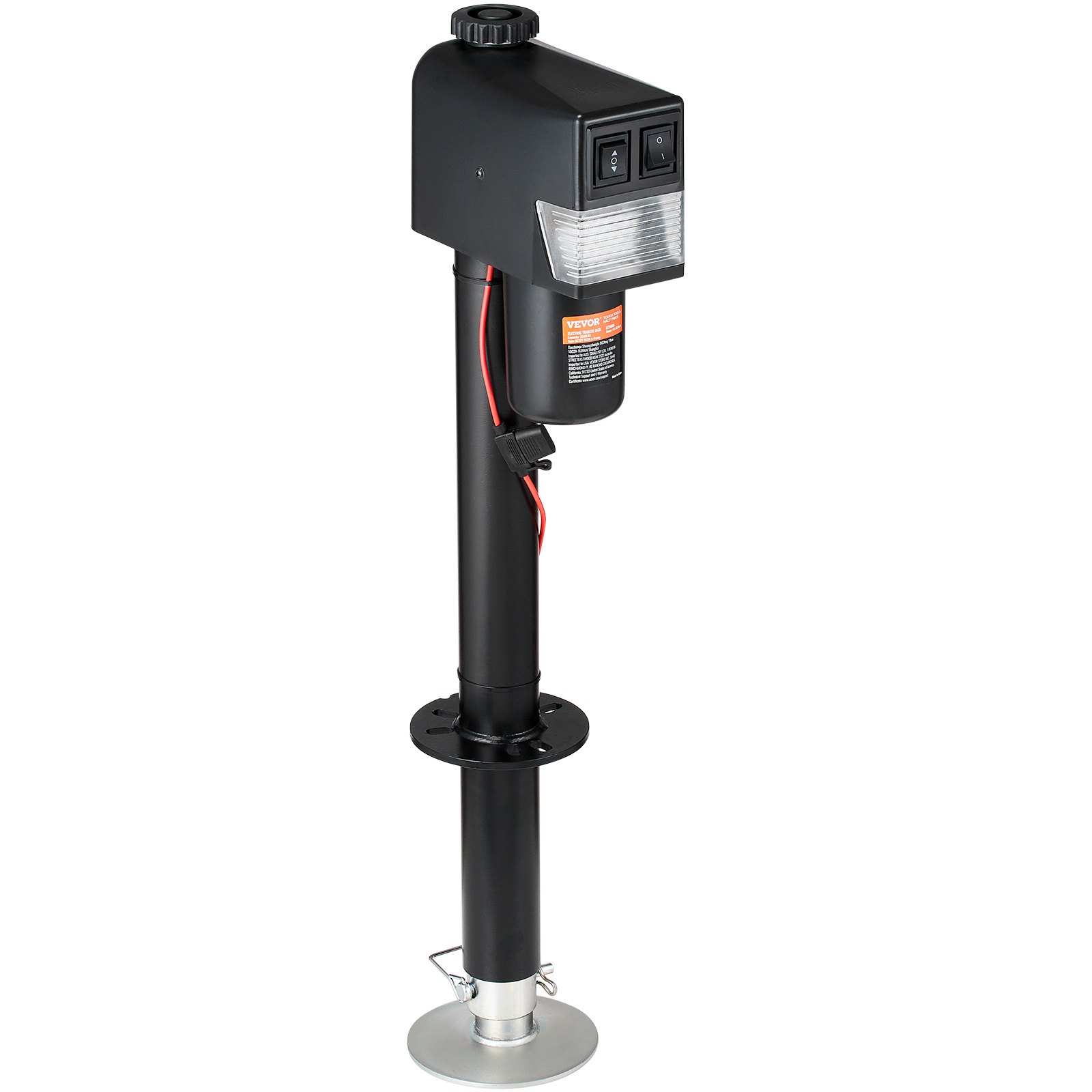 Gato eléctrico para remolque VEVOR, con capacidad de 1587 kg (3500 lb), de 25 a 85 cm (9.84 a 33.85 pulgadas) y cubierta impermeable para levantar remolques de autocaravanas, remolques para caballos, remolques utilitarios y remolques para yates.