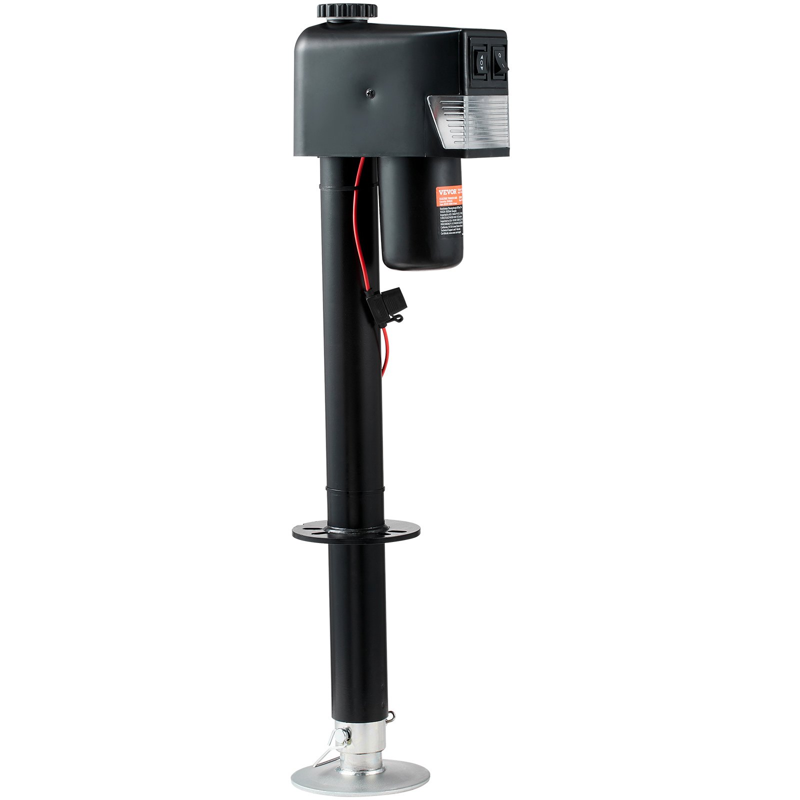 Gato eléctrico para remolque VEVOR, con capacidad de 1587 kg (3500 lb), de 25 a 85 cm (9.84 a 33.85 pulgadas) y cubierta impermeable para levantar remolques de autocaravanas, remolques para caballos, remolques utilitarios y remolques para yates.