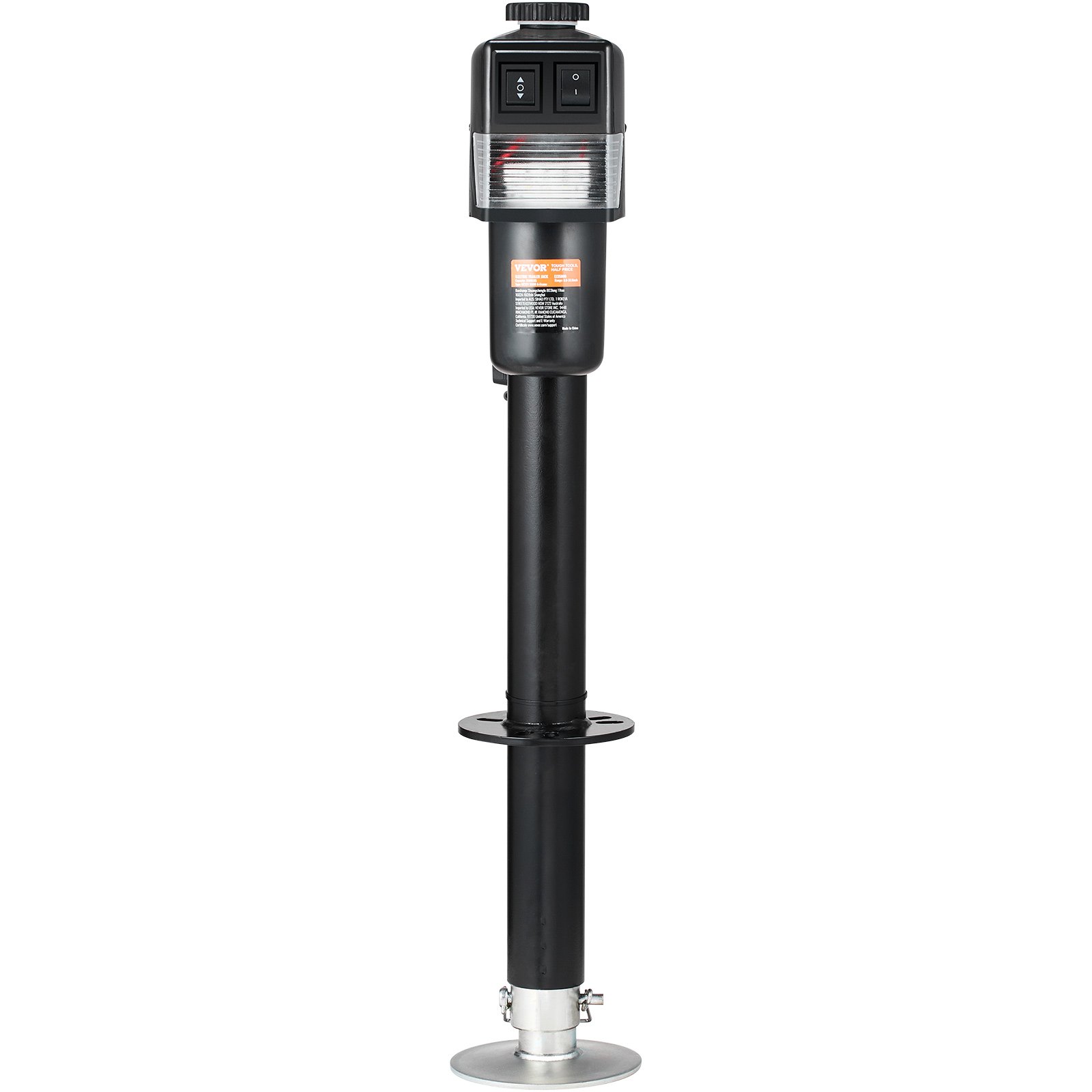 Gato eléctrico para remolque VEVOR, con capacidad de 1587 kg (3500 lb), de 25 a 85 cm (9.84 a 33.85 pulgadas) y cubierta impermeable para levantar remolques de autocaravanas, remolques para caballos, remolques utilitarios y remolques para yates.