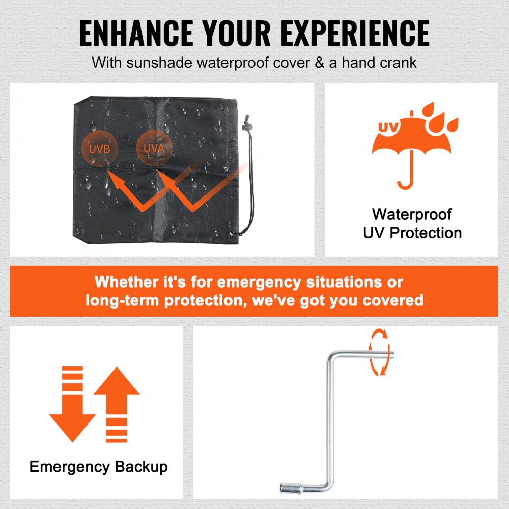 Gato eléctrico para remolque VEVOR, con capacidad de 1817 kg (4000 lb), de 25 a 85 cm (9.84 a 33.85 pulgadas) y cubierta impermeable para levantar remolques de autocaravanas, remolques para caballos, remolques utilitarios y remolques para yates.