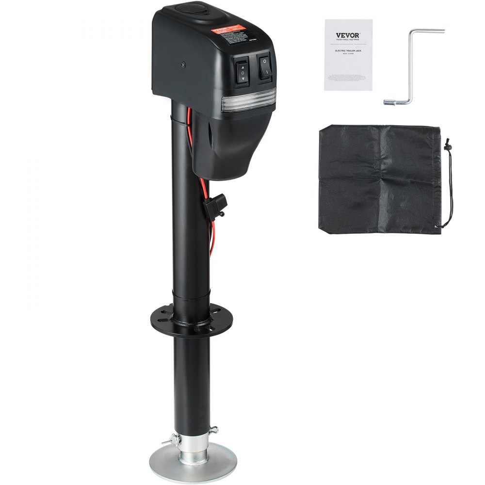 Gato eléctrico para remolque VEVOR, con capacidad de 1817 kg (4000 lb), de 25 a 85 cm (9.84 a 33.85 pulgadas) y cubierta impermeable para levantar remolques de autocaravanas, remolques para caballos, remolques utilitarios y remolques para yates.