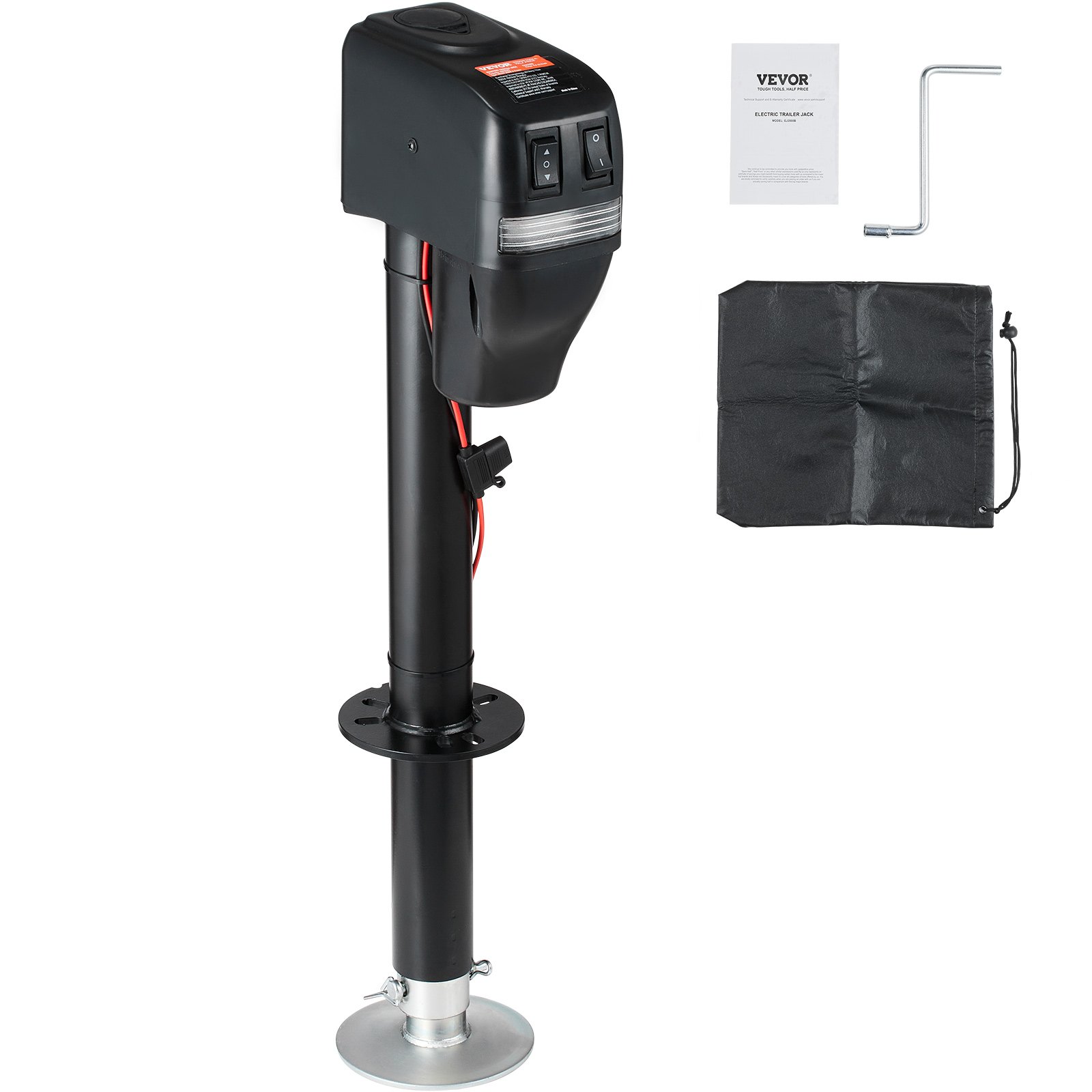 Gato eléctrico para remolque VEVOR, con capacidad de 1817 kg (4000 lb), de 25 a 85 cm (9.84 a 33.85 pulgadas) y cubierta impermeable para levantar remolques de autocaravanas, remolques para caballos, remolques utilitarios y remolques para yates.