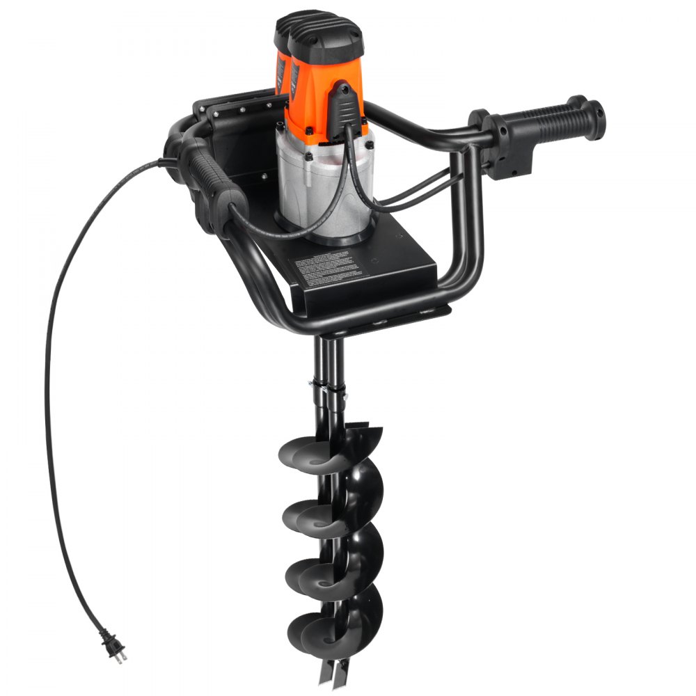 Excavadora eléctrica de postes VEVOR, broca de 5,71 pulgadas con potente motor de 1500 W, broca de acero aleado para tierra de 140 RPM con varilla de extensión de 10,24 pulgadas, para excavar hoyos para postes, perforar y plantar árboles.
