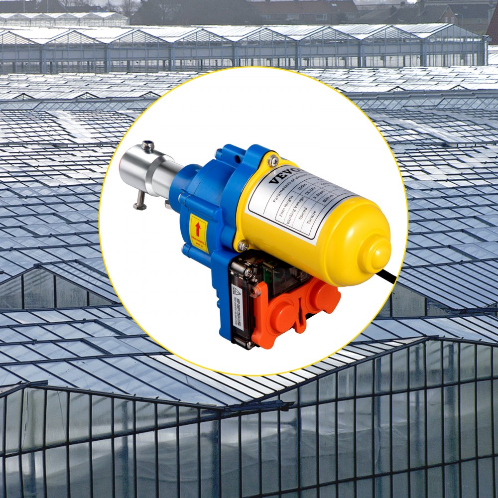 VEVOR Motor enrollable para invernadero, 100 W CC 24 V 3,2 RPM, resistente al agua, aleación de aluminio, marco eléctrico para invernadero, motor enrollable con interruptor de límite preciso, para ventilación de invernadero, ventilación automática