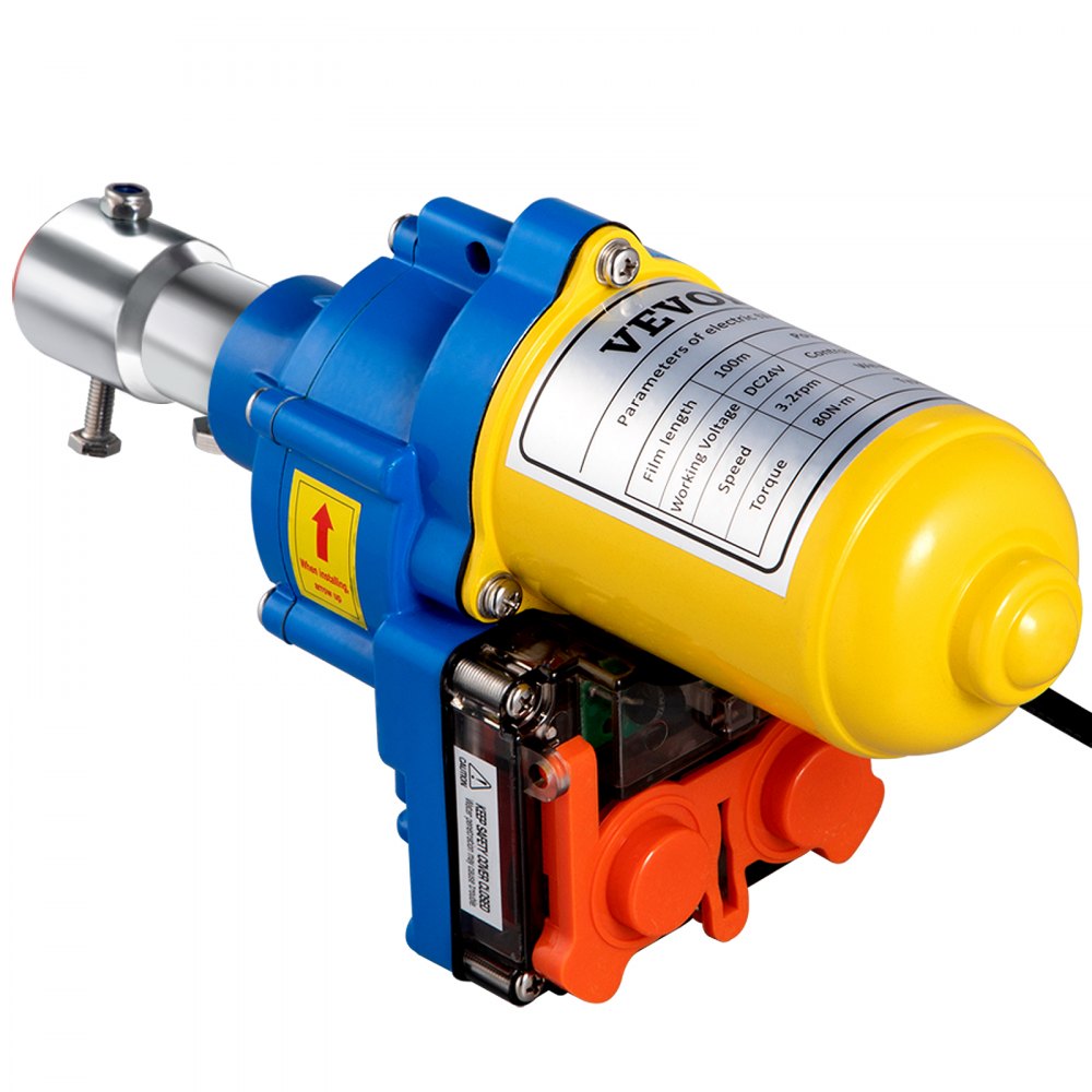 VEVOR Motor enrollable para invernadero, 100 W CC 24 V 3,2 RPM, resistente al agua, aleación de aluminio, marco eléctrico para invernadero, motor enrollable con interruptor de límite preciso, para ventilación de invernadero, ventilación automática